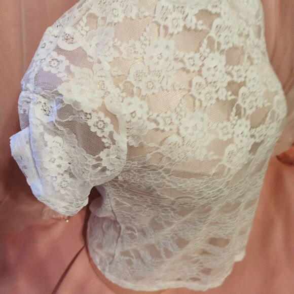 Cecil Mcbee Top Women's Small White Lace Party Casual Sheer Festival Costume Y2K - Picture 7 of 12